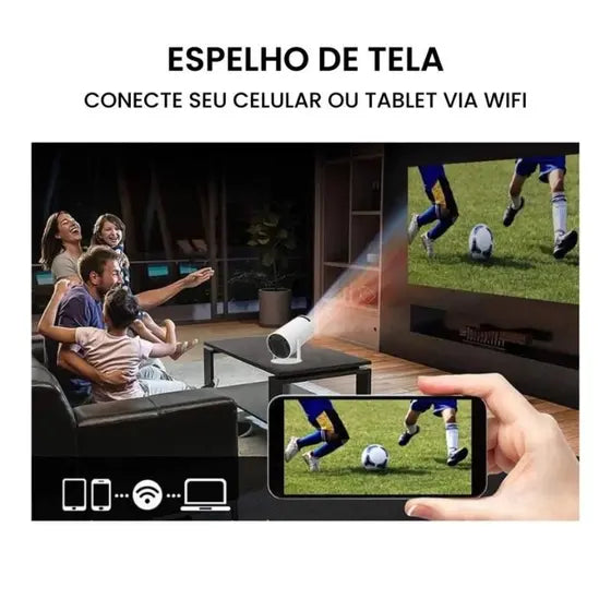Mini Projetor Portátil Cinema 4K Full HD em Qualquer Lugar - Projete até 130 polegadas